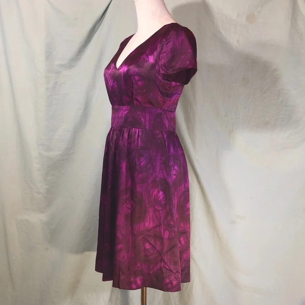 Silk Prom Party Banana Republic Deep Purple Midi Dress Size 0 Small - Picture 6 of 16